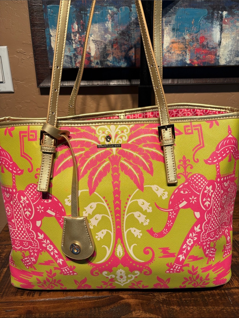 Spartina 449 Tropical Elephant Tote & Matching Wallet Wristlets - Picture 3 of 16